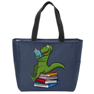 Reading Dinosaur T Rex Dinosaur Lover Dino Book Gift Idea Zip Tote Bag