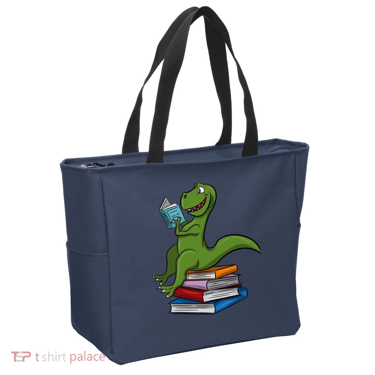 Reading Dinosaur T Rex Dinosaur Lover Dino Book Gift Idea Zip Tote Bag