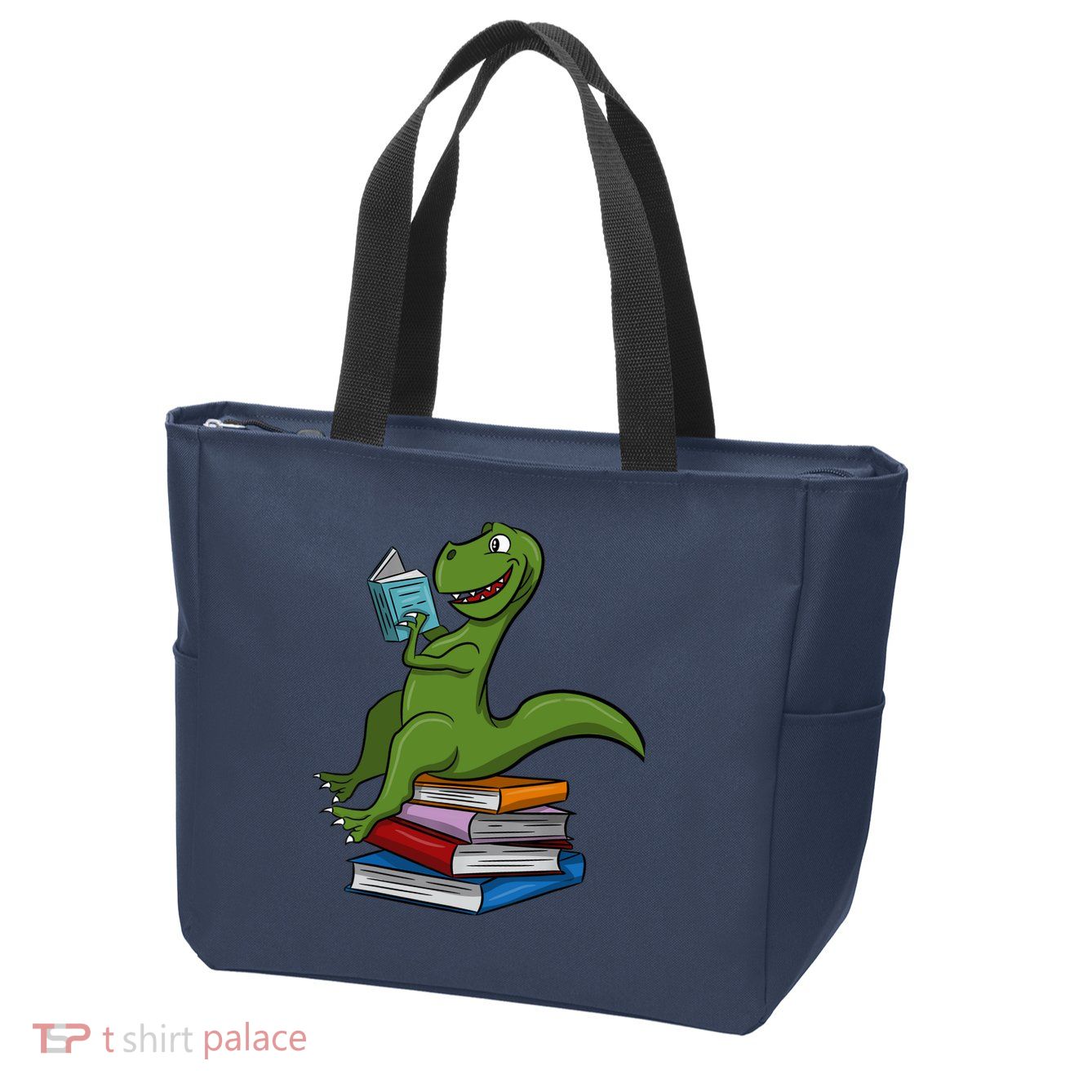 Reading Dinosaur T Rex Dinosaur Lover Dino Book Gift Idea Zip Tote Bag