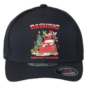 Retro Dashing Through The Snow Lightning Mcqueen Christmas Flexfit Unipanel Trucker Cap