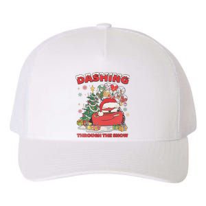 Retro Dashing Through The Snow Lightning Mcqueen Christmas Yupoong Adult 5-Panel Trucker Hat