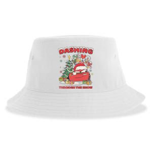 Retro Dashing Through The Snow Lightning Mcqueen Christmas Sustainable Bucket Hat