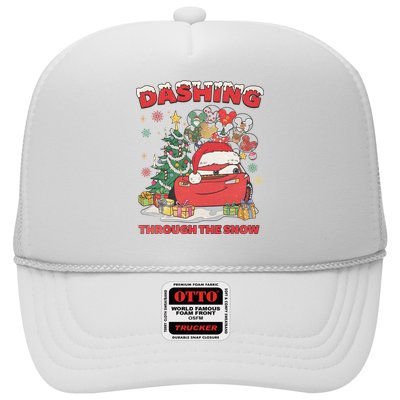 Retro Dashing Through The Snow Lightning Mcqueen Christmas Trucker Hat
