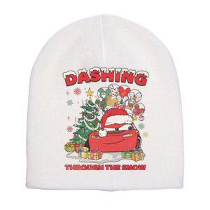 Retro Dashing Through The Snow Lightning Mcqueen Christmas Short Acrylic Beanie