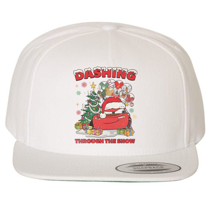 Retro Dashing Through The Snow Lightning Mcqueen Christmas Wool Snapback Cap