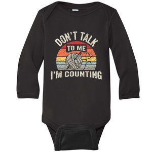 Retro DonT Talk To Me IM Counting Crochet Crocheting Baby Long Sleeve Bodysuit