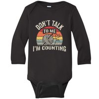 Retro DonT Talk To Me IM Counting Crochet Crocheting Baby Long Sleeve Bodysuit