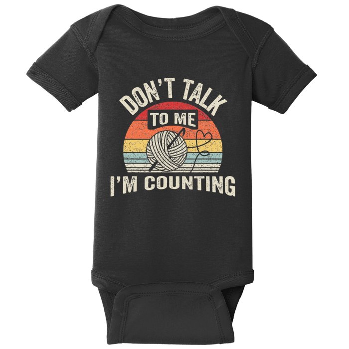 Retro DonT Talk To Me IM Counting Crochet Crocheting Baby Bodysuit