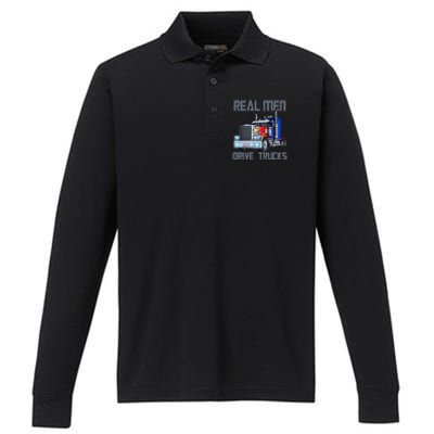 Real Drive Trucks Diesel Trailer Big Rig Truck Drivers Gift Performance Long Sleeve Polo