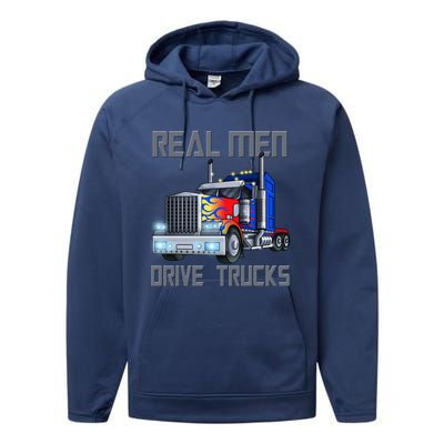 Real Drive Trucks Diesel Trailer Big Rig Truck Drivers Gift Performance Fleece Hoodie