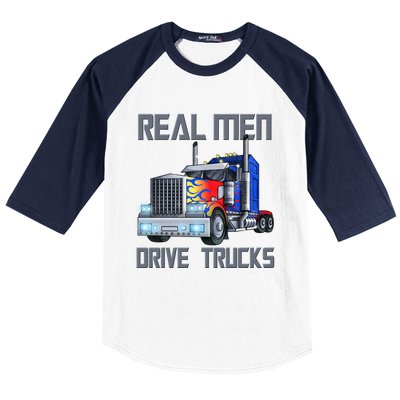 Real Drive Trucks Diesel Trailer Big Rig Truck Drivers Gift Baseball Sleeve Shirt