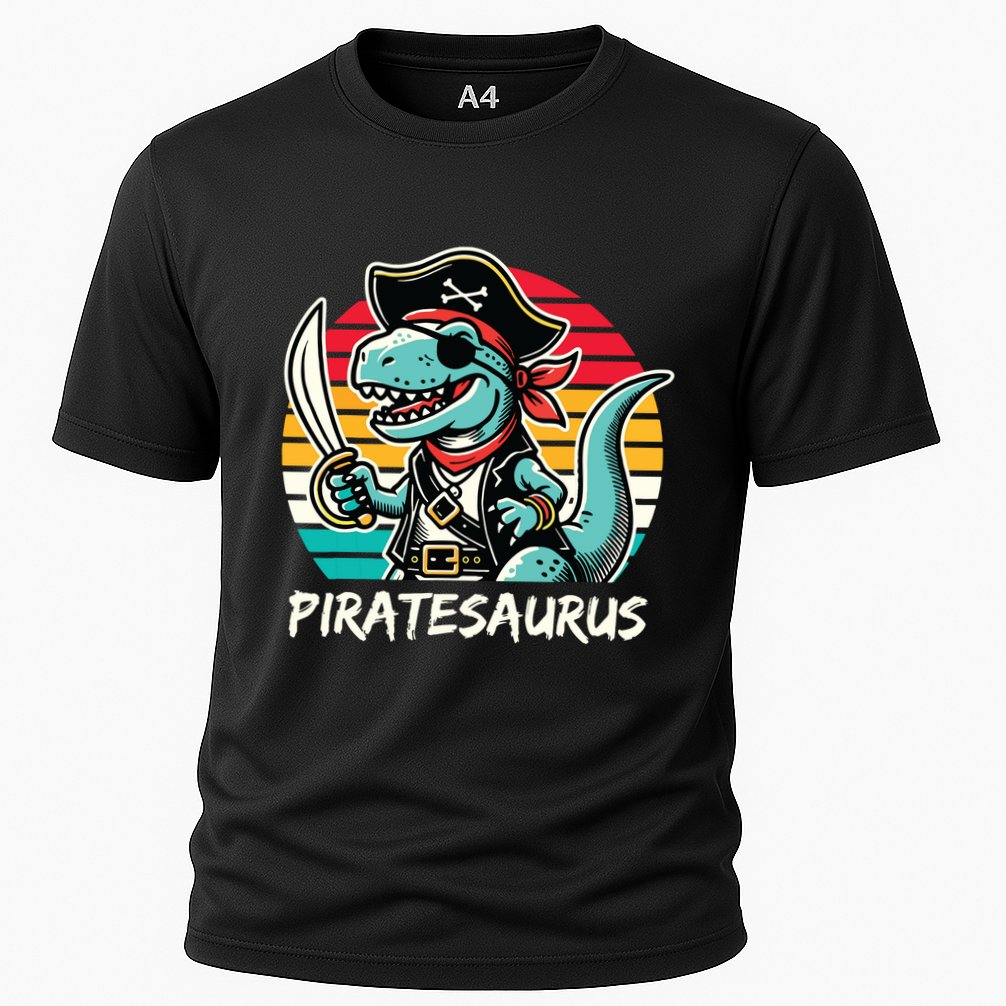 Retro Dinosaur T Rex Pirate Costume Piratesaurus Cooling Performance Crew T-Shirt