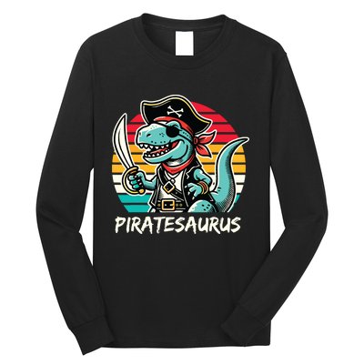 Retro Dinosaur T Rex Pirate Costume Piratesaurus Long Sleeve Shirt