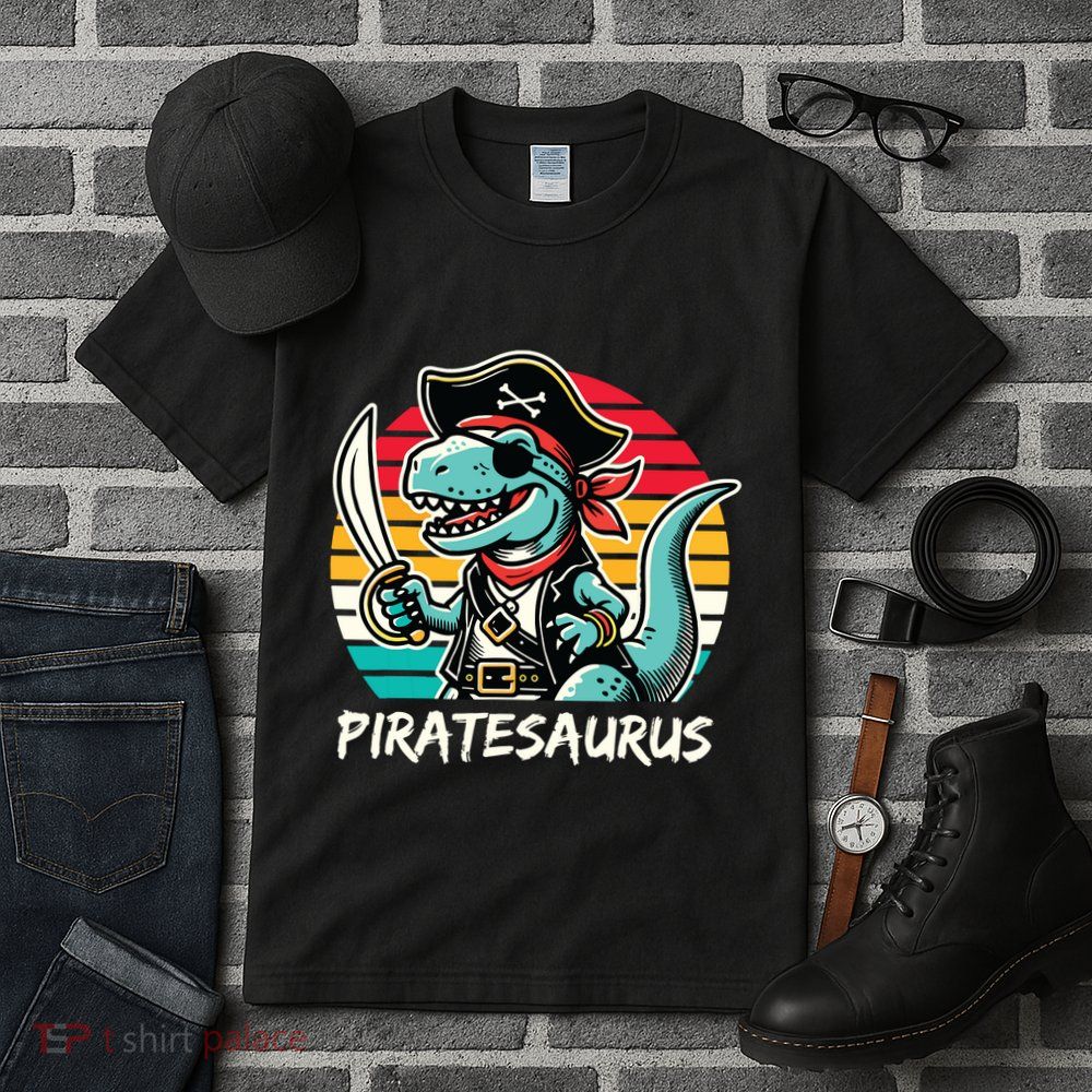 Retro Dinosaur T Rex Pirate Costume Piratesaurus Tall T-Shirt