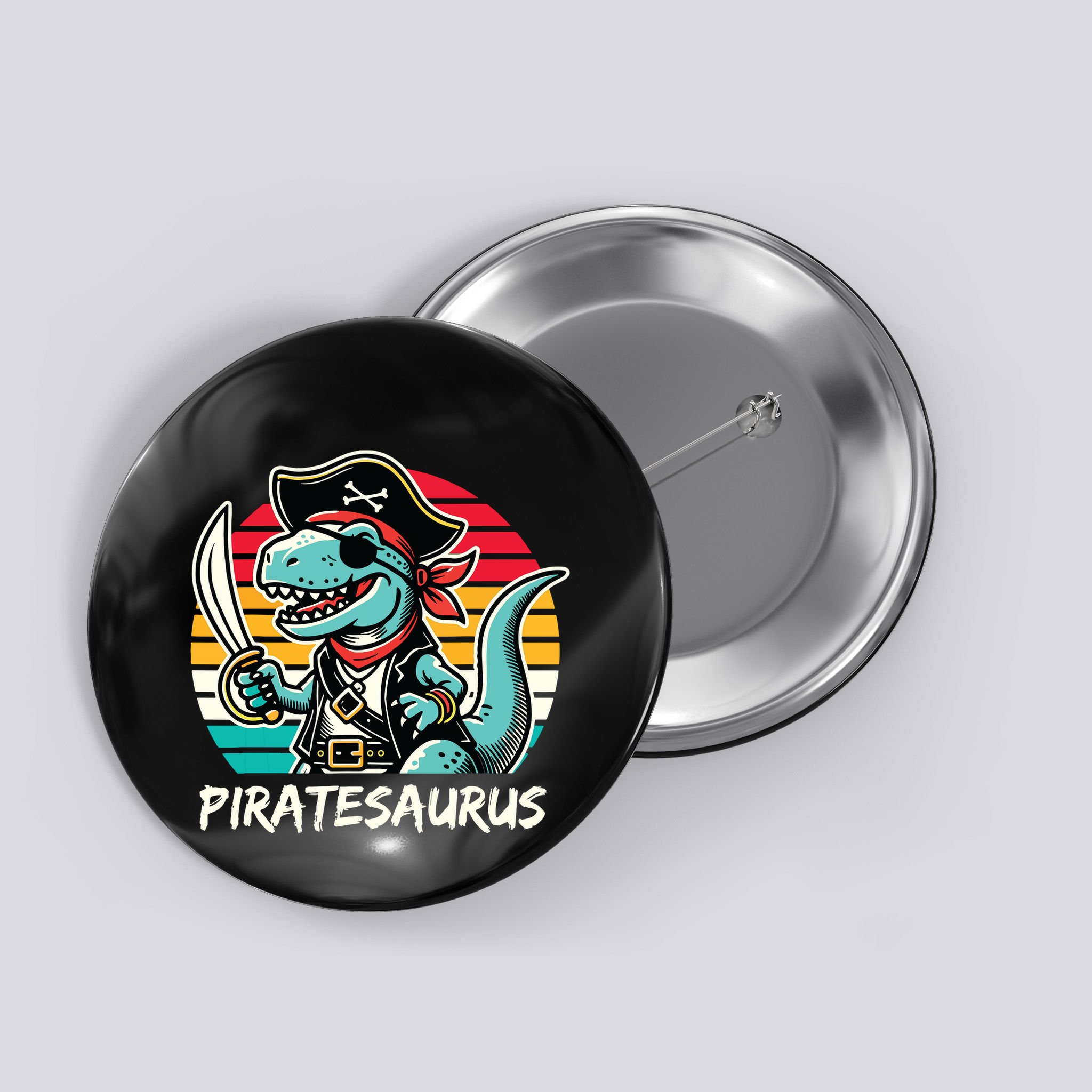 Retro Dinosaur T Rex Pirate Costume Piratesaurus Button