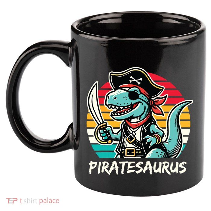 Retro Dinosaur T Rex Pirate Costume Piratesaurus 11oz C Handle Ceramic Mug