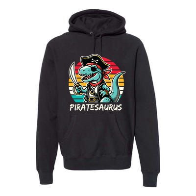 Retro Dinosaur T Rex Pirate Costume Piratesaurus Premium Hoodie