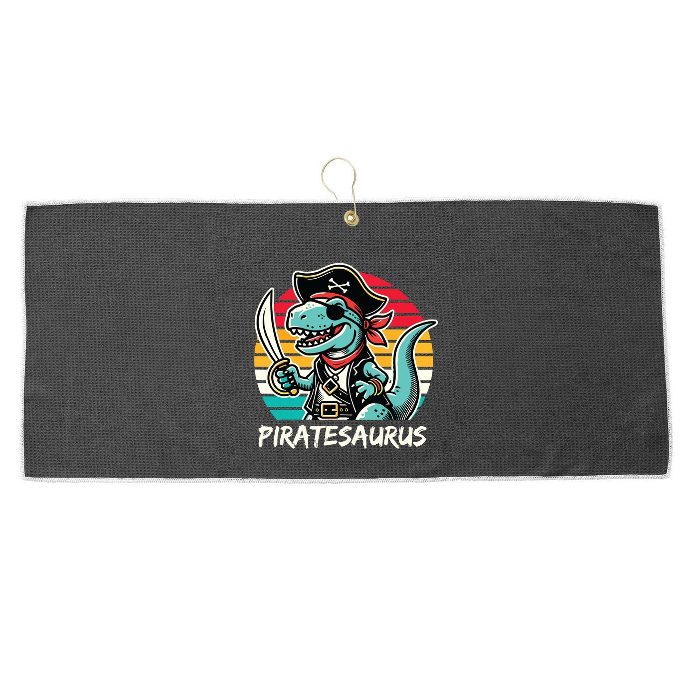 Retro Dinosaur T Rex Pirate Costume Piratesaurus Large Microfiber Waffle Golf Towel