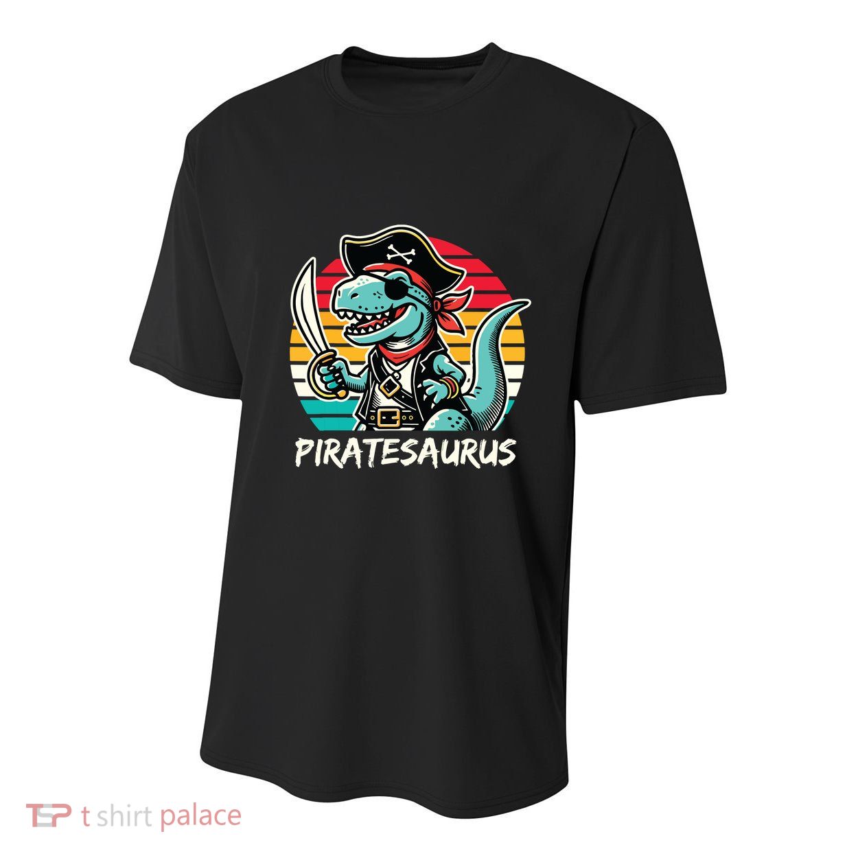 Retro Dinosaur T Rex Pirate Costume Piratesaurus Youth Performance Sprint T-Shirt