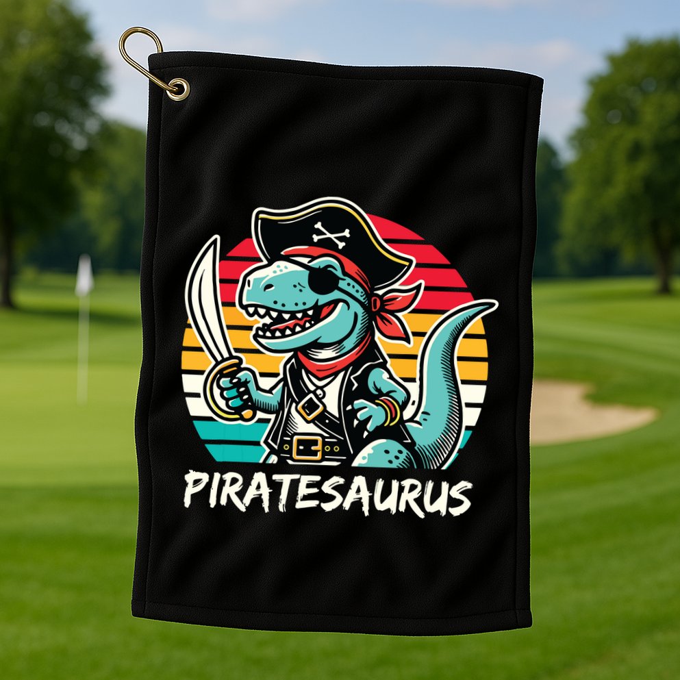 Retro Dinosaur T Rex Pirate Costume Piratesaurus Golf Towel