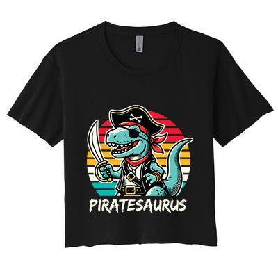 Retro Dinosaur T Rex Pirate Costume Piratesaurus Crop Top