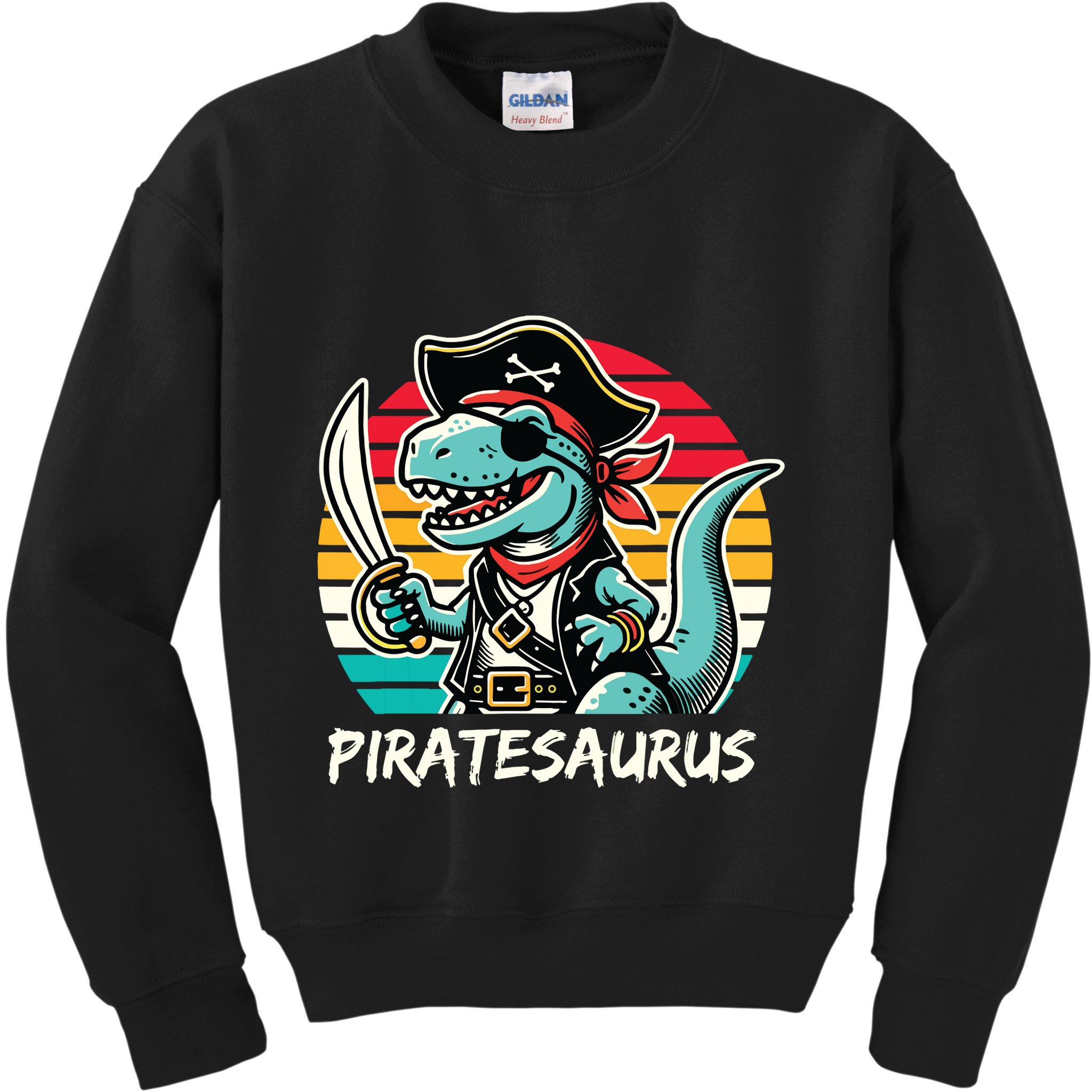 Retro Dinosaur T Rex Pirate Costume Piratesaurus Kids Sweatshirt