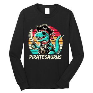 Retro Dinosaur T Rex Pirate Costume Piratesaurus Long Sleeve Shirt