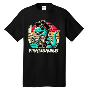 Retro Dinosaur T Rex Pirate Costume Piratesaurus Tall T-Shirt