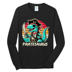 Retro Dinosaur T Rex Pirate Costume Piratesaurus Tall Long Sleeve T-Shirt