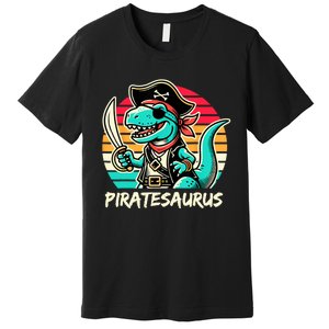 Retro Dinosaur T Rex Pirate Costume Piratesaurus Premium T-Shirt