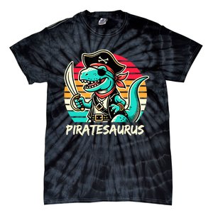 Retro Dinosaur T Rex Pirate Costume Piratesaurus Tie-Dye T-Shirt