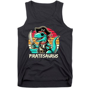 Retro Dinosaur T Rex Pirate Costume Piratesaurus Tank Top