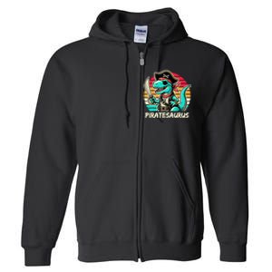 Retro Dinosaur T Rex Pirate Costume Piratesaurus Full Zip Hoodie