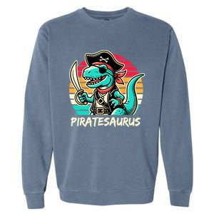 Retro Dinosaur T Rex Pirate Costume Piratesaurus Garment-Dyed Sweatshirt