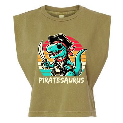 Retro Dinosaur T Rex Pirate Costume Piratesaurus Garment-Dyed Women's Muscle Tee