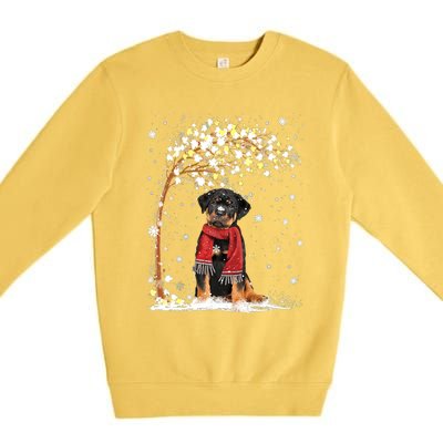 Rottweiler Dog Tree Christmas Snow Pajama Xmas Dog Lover Gift Premium Crewneck Sweatshirt