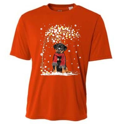 Rottweiler Dog Tree Christmas Snow Pajama Xmas Dog Lover Gift Cooling Performance Crew T-Shirt