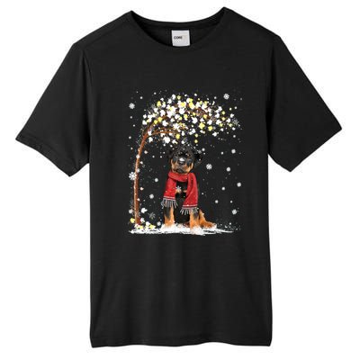 Rottweiler Dog Tree Christmas Snow Pajama Xmas Dog Lover Gift Tall Fusion ChromaSoft Performance T-Shirt