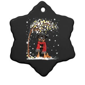 Rottweiler Dog Tree Christmas Snow Pajama Xmas Dog Lover Gift Ceramic Star Ornament