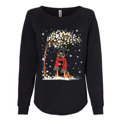 Rottweiler Dog Tree Christmas Snow Pajama Xmas Dog Lover Gift Womens California Wash Sweatshirt