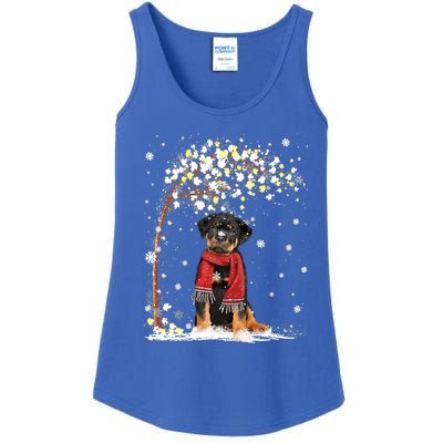 Rottweiler Dog Tree Christmas Snow Pajama Xmas Dog Lover Gift Ladies Essential Tank