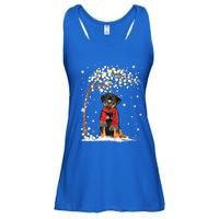 Rottweiler Dog Tree Christmas Snow Pajama Xmas Dog Lover Gift Ladies Essential Flowy Tank