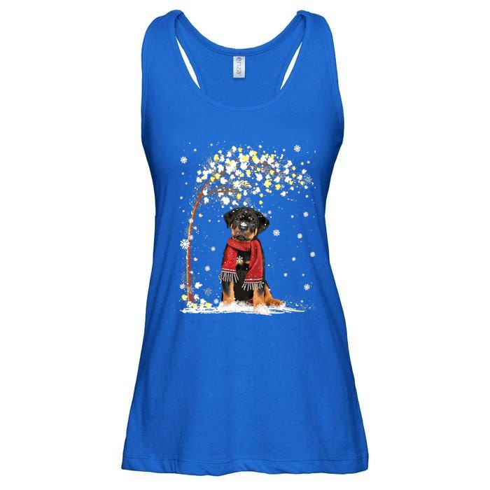 Rottweiler Dog Tree Christmas Snow Pajama Xmas Dog Lover Gift Ladies Essential Flowy Tank