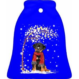 Rottweiler Dog Tree Christmas Snow Pajama Xmas Dog Lover Gift Ceramic Bell Ornament