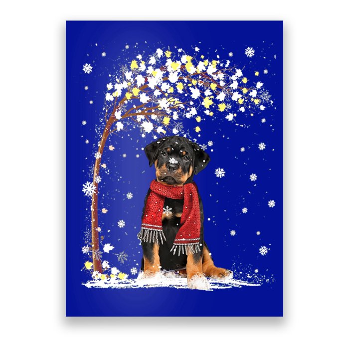 Rottweiler Dog Tree Christmas Snow Pajama Xmas Dog Lover Gift Poster