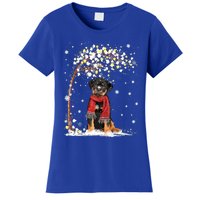 Rottweiler Dog Tree Christmas Snow Pajama Xmas Dog Lover Gift Women's T-Shirt