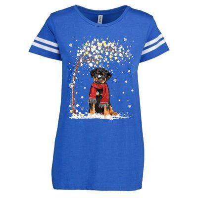 Rottweiler Dog Tree Christmas Snow Pajama Xmas Dog Lover Gift Enza Ladies Jersey Football T-Shirt