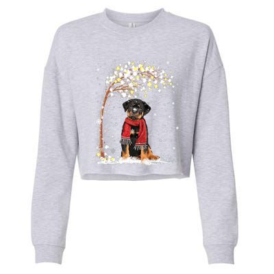 Rottweiler Dog Tree Christmas Snow Pajama Xmas Dog Lover Gift Cropped Pullover Crew