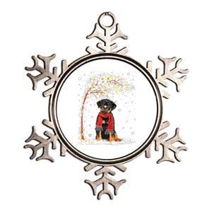 Rottweiler Dog Tree Christmas Snow Pajama Xmas Dog Lover Gift Metallic Star Ornament