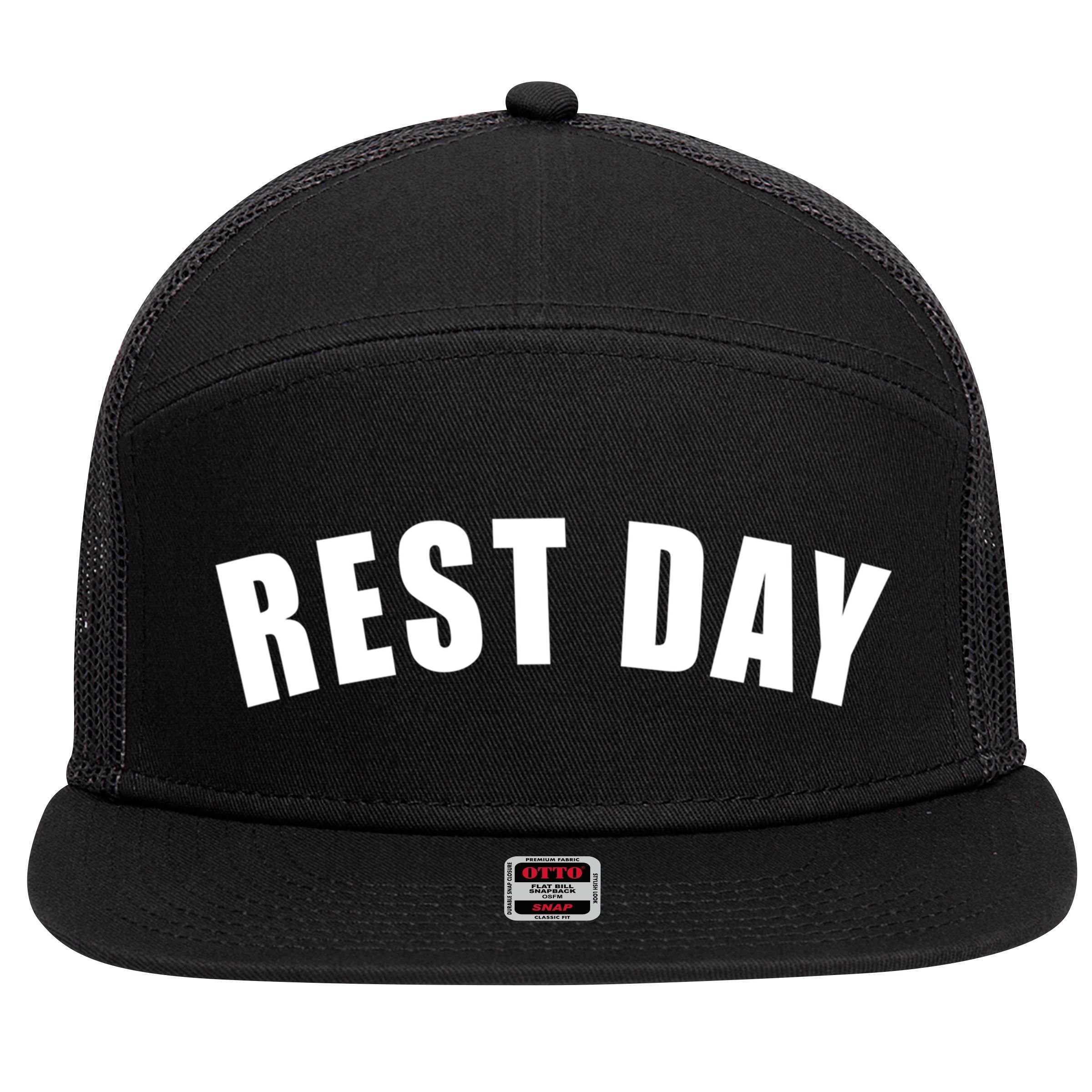 Rest Day Triathlon Sport Swim Bike Running Training Gift 7 Panel Mesh Trucker Snapback Hat